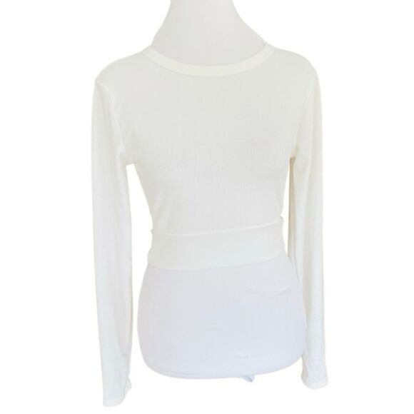 New with tag Windsor Wrap Waist Ribbed Crop Top, Ivory, size Small. - Picture 5 of 11